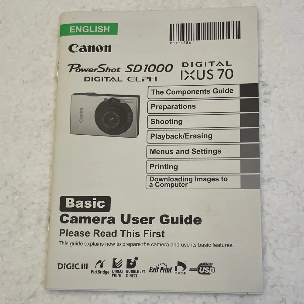 Canon PowerShot SD1000 Digital Elph Camera 7.1 megapixels 3x optical zoom Silver